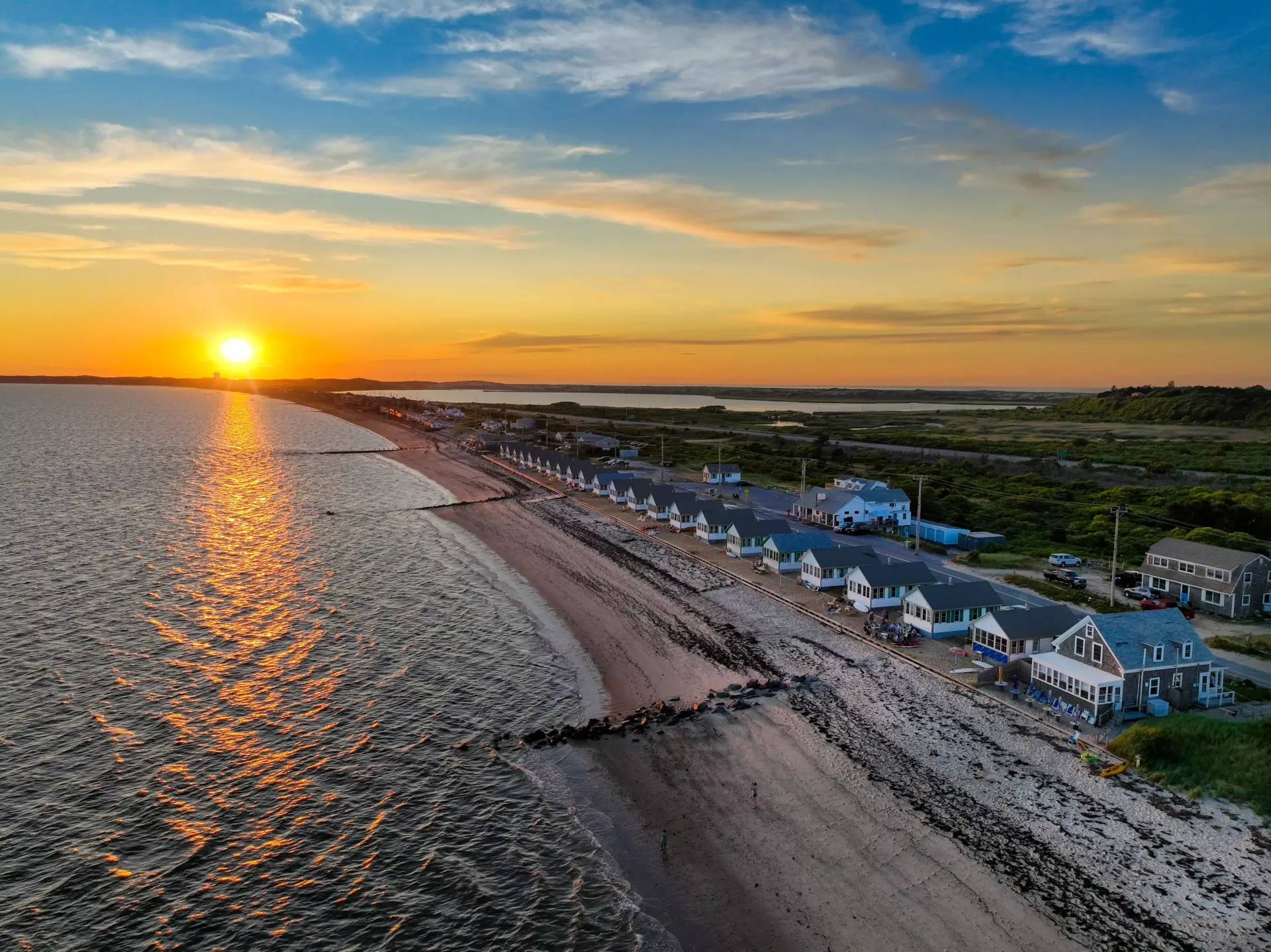 Aerial photograph of beach in Rhode Island